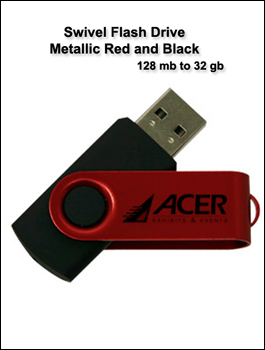Swivel Red Metallic Flash Drive